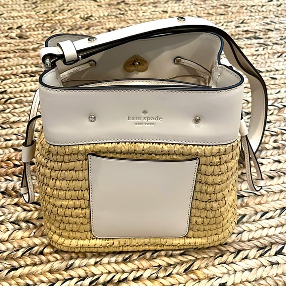 NWOT Kate Spade Straw White Leather Purse - Picture 13 of 15